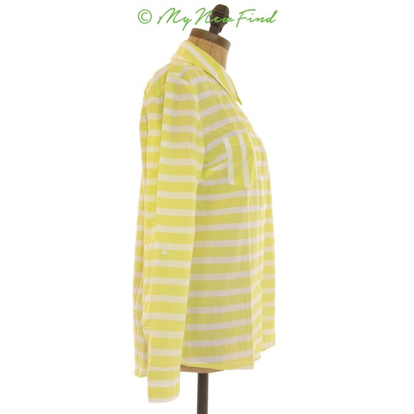 Splendid Button Up Top Size S Long Sleeve Pocket Yellow Striped EUC  B74 - Picture 2 of 3